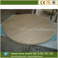 Round beige travertine marble inlay dining table top